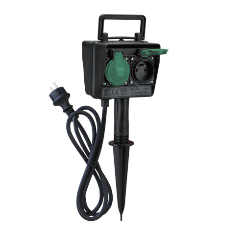 Solight zahradní sloupek IP44, 2 zásuvky + časový spínač, gumový kabel 1,5m Solight zahradní sloupek IP44, 2 zásuvky + časový spínač, gumový kabel 1,5m