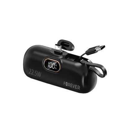 Powerbanka Forever MTB-100 5000mAh, 22,5W, s konektorem USB-C a kabelem USB-C černá