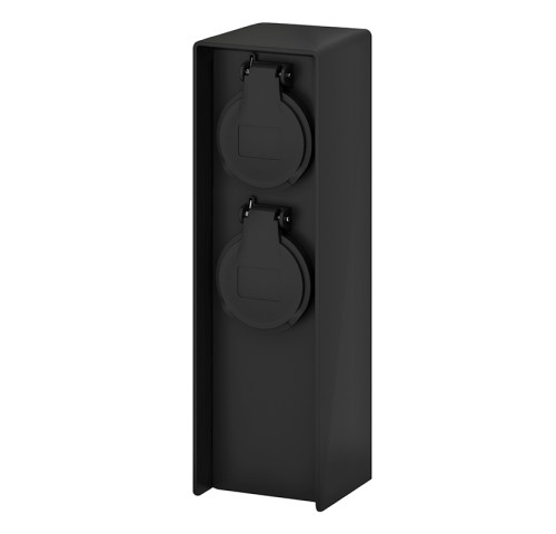 Solight zahradní sloupek IP44, plast, 2 zásuvky, hranol, černý