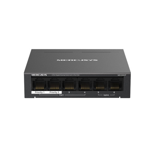 Switch TP-Link Mercusys MS106GP 2x GLAN, 4x GLAN s PoE+, 65W