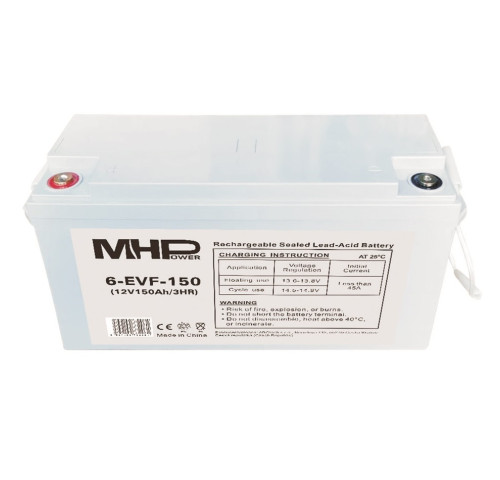 MHPower 6-EVF-150 Trakční gelová baterie 12V/150Ah, Terminál T2 - M8, Deep Cycle MHPower 6-EVF-150 Trakční gelová baterie 12V/150Ah, Terminál T2 - M8, Deep Cycle