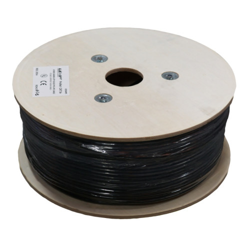 LEXI-Net instalační kabel UTP CAT 5e 24AWG venkovní dvouplášť PVC+PE 305m cívka černý