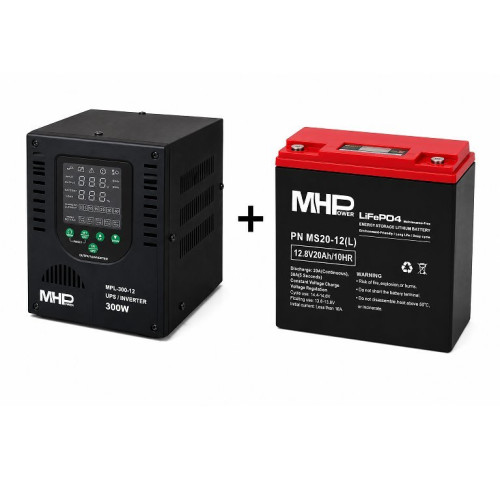Záložní zdroj MHPower MPL-300-12, UPS, 300W, čistý sinus, 12V, SET s LiFePO4 baterií 20Ah Záložní zdroj MHPower MPL-300-12, UPS, 300W, čistý sinus, 12V, SET s LiFePO4 baterií 20Ah