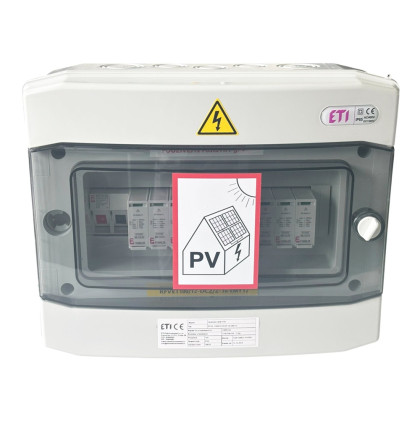 Elektrický rozvaděč pro FVE, 2 stringy, 2 svodiče, 1000V DC