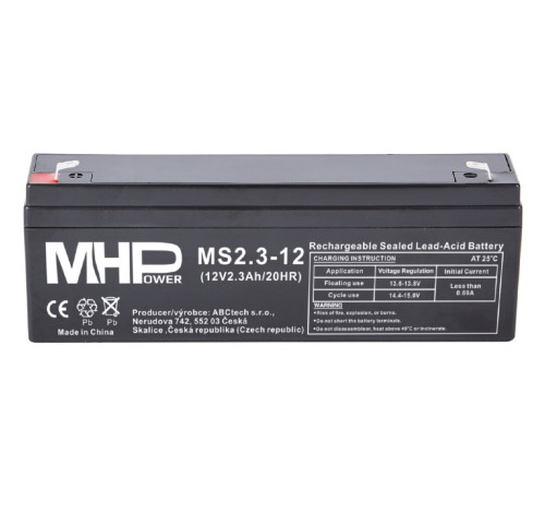 MHPower MS2.3-12 olověný akumulátor AGM 12V/2.3Ah, Faston F1 - 4,8 mm