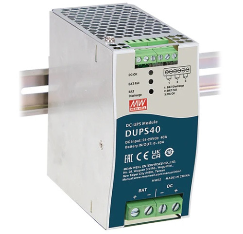 MEAN WELL DUPS40 Průmyslový napájecí zdroj 24V 40A na DIN lištu se zálohovací funkcí