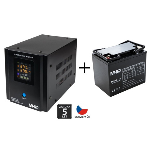 Záložní zdroj MHPower MPU-300-12, UPS, 300W, čistý sinus, 12V SET s baterií 33Ah