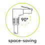 Patch kabel 1x 90° zahnutý konektor, Cat5e, UTP, bílý, 3m
