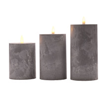 Solight sada LED svíček s časovačem, 3x svíčka, 10/13/15cm, šedá, 2xAA