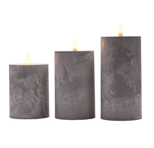 Solight sada LED svíček s časovačem, 3x svíčka, 10/13/15cm, šedá, 2xAA