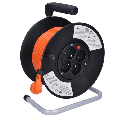 Solight prodlužovací přívod na bubnu, 4 zásuvky, 20m, oranžový kabel, 3x 1,5mm2 Solight prodlužovací přívod na bubnu, 4 zásuvky, 20m, oranžový kabel, 3x 1,5mm2