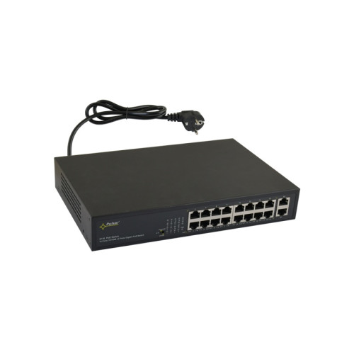 S116 16 portový switch – 16x PoE 30W 100Mbps + 2x uplink 1Gbps, PoE celkem max.…