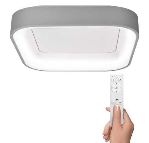 Solight LED stropní světlo čtvercové Treviso, 48W, 2880lm, stmívatelné, dálkové ovládání, šedá