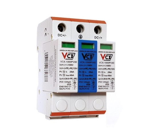 Přepěťová ochrana VCX 1000PV40 DC třída T2 (C) 3P 1000V GDT s plynovým jiskřištěm