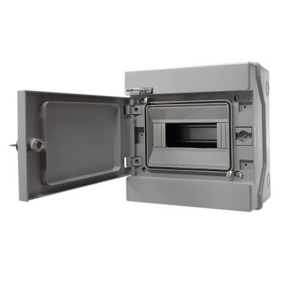 Rozvaděč RH-8/UV NEO pro fotovoltaiku plast. / IP65 / 1500V DC / 500V AC / 1x8 nástěnný / šedé dveře