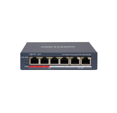 DS-3E0106P-E/M(B) 6 portový switch - 4x PoE 30W 10/100Mbps + 2x uplink RJ-45 10/100Mbps, PoE… DS-3E0106P-E/M(B) 6 portový switch - 4x PoE 30W 10/100Mbps + 2x uplink RJ-45 10/100Mbps, PoE…