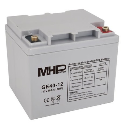 MHPower GE40-12 Gelový akumulátor - LEHCE POŠKOZENÉ, 12V/40Ah, Terminál T1 - M6, Deep Cycle