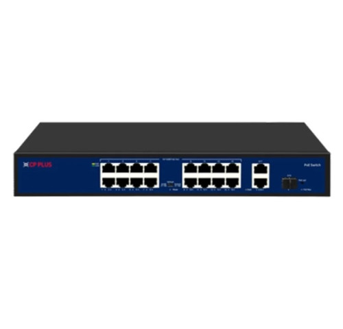CP PLUS CP-DNW-HPU16G2F1-20 Šestnáctiportový 10/100 Mbps PoE switch s 2x 1000 Mbps a 1x SFP uplinkem CP PLUS CP-DNW-HPU16G2F1-20 Šestnáctiportový 10/100 Mbps PoE switch s 2x 1000 Mbps a 1x SFP uplinkem