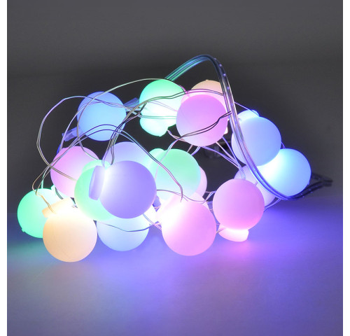 Solight LED vánoční řetěz barevné koule, 20x LED, 2m, 2x AA