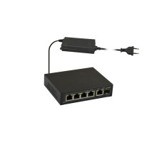SFG64F1 6portový switch – 4x PoE 1Gbps + 1x uplink RJ45 1Gbps + 1x uplink SFP…