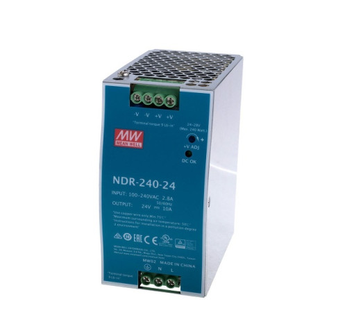 MEAN WELL NDR-240-24 průmyslový napájecí zdroj 24V 10A na DIN lištu