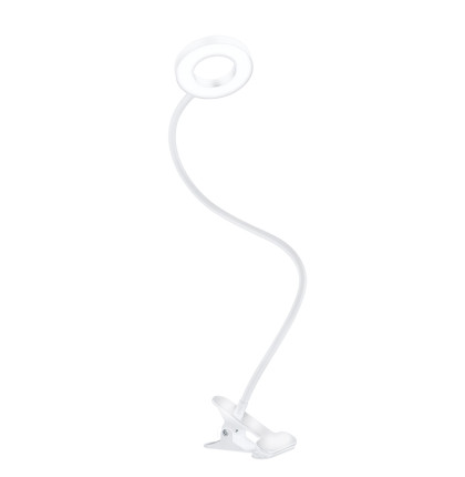 Solight LED stmívatelná stolní lampička s klipem bílá, 300lm, nastavitelná teplota světla, USB