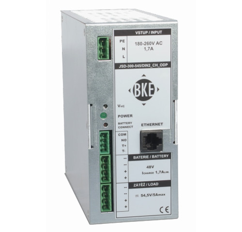 Napájecí zdroj/nabíječ na DIN lištu BKE JSD-300-275/DIN2_CH_ODP na DIN lištu s dohledem 27,5 V, 300 W, 10 A, LAN port