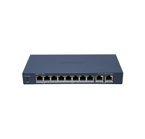 DS-3E1310HP-EI(B) 10 portový switch - 2x HiPoE 90W 100Mbps + 6x PoE 30W 100Mbps + 2x uplink…