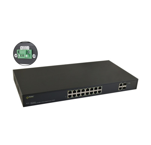 SF116WP 16 portový switch – 16x PoE 30W 100Mbps + 2x uplink combo 1Gbps (RJ-45…