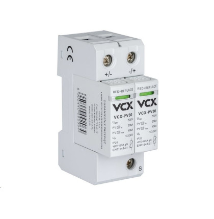 Přepěťová ochrana VCX PV30 DC třída T2 (C) 2P 700V Přepěťová ochrana VCX PV30 DC třída T2 (C) 2P 700V