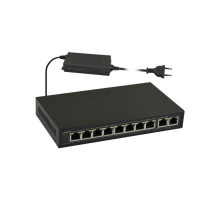 SG108-90W 10portový switch – 8x PoE 1Gbps + 2x uplink RJ45 1Gbps, PoE výstup 52V DC,…