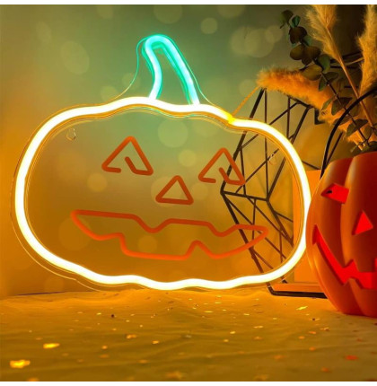 Dekorativní LED neon Dýně oranžovo zelená