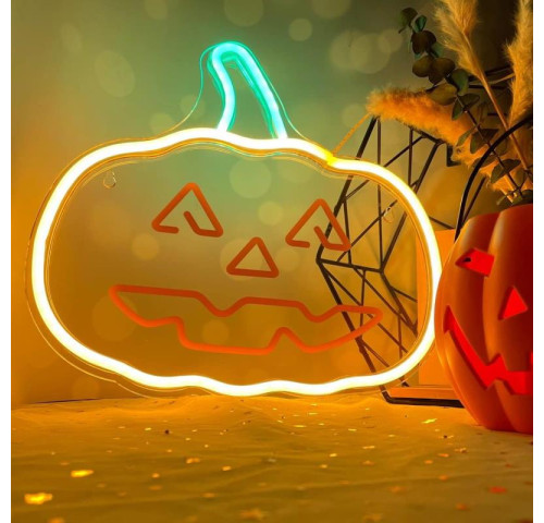 Dekorativní LED neon Dýně oranžovo zelená