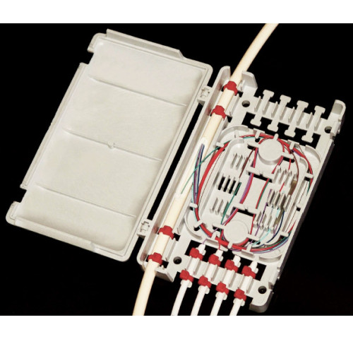 Optický odbočovací RISER box ( 16 svárů, 2x4 odchod kabely (trubičky do průměru 5,5mm)