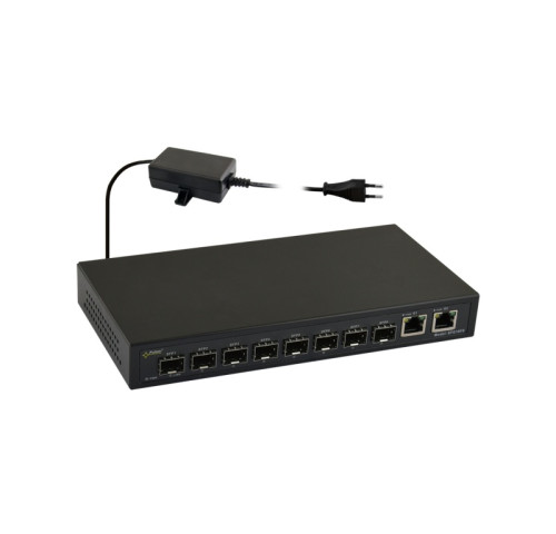 SFG10F8 10portový optický switch – 8x SFP 1Gbps + 2x RJ45 1Gbps, přenosová…