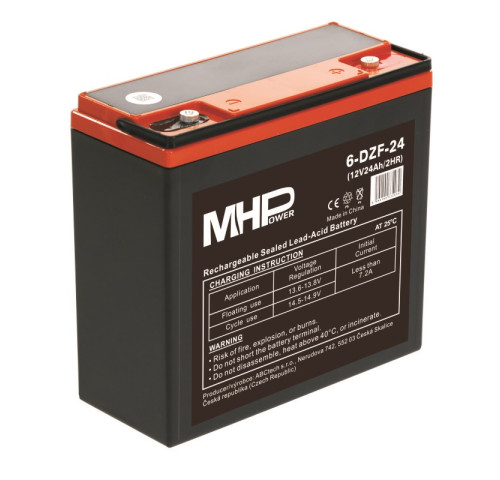 MHPower 6-DZF-24 Trakční gelová baterie 12V/24Ah, Terminál D2 - M5, Deep Cycle
