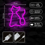 Dekorativní LED neon Kočka růžová