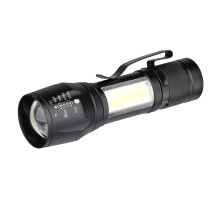Solight LED kovová svítilna nabíjecí, 150 +60lm, Li-Ion, černá