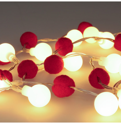 Solight LED vánoční řetízek červená-bílá, 20x LED, 1,5m, 2xAA