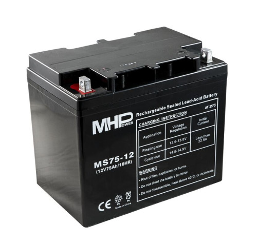 MHPower MS75-12 olověný akumulátor AGM 12V/75Ah, Terminál B4 - M8