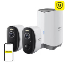 Venkovní kamera Baseus Security N1 Plus 2K (sada 2ks+centrální stanice) bílá
