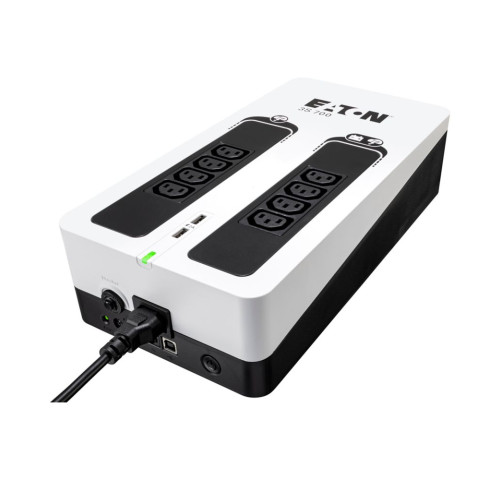 EATON UPS 3S 700 IEC, Off-line, Tower, 700VA/420W, výstup 8x IEC C13, USB, RJ11, 2x USB nabíjení (2A max), bez vent.