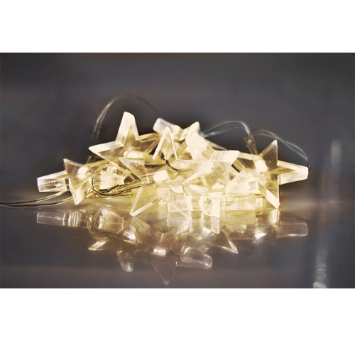 Solight LED vánoční řetěz, hvězdy, 1,5m, 10 LED, 2 x AA, žluté světlo