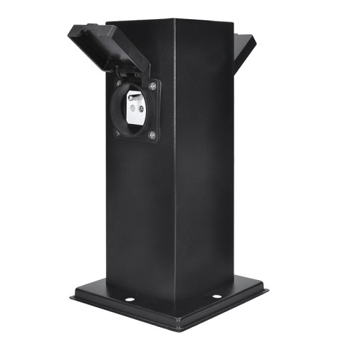 Solight zahradní sloupek IP44, nerez ocel, 2 zásuvky, hranol, černý