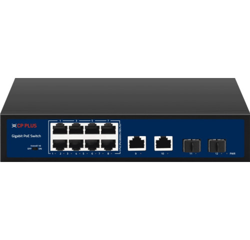 CP PLUS CP-DNW-GPU8G2F2-96 Osmiportový 10/100/1000 Mbps PoE switch s 2x 1000 Mbps a 2x SFP uplinkem CP PLUS CP-DNW-GPU8G2F2-96 Osmiportový 10/100/1000 Mbps PoE switch s 2x 1000 Mbps a 2x SFP uplinkem