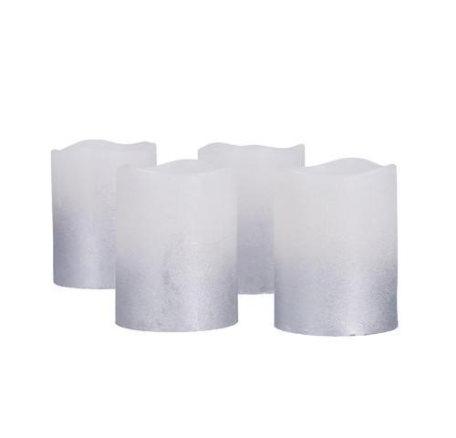 Solight sada LED svíček s časovačem, 4x svíčka, 6,5cm, stříbrná barva, 4xCR2032 součástí