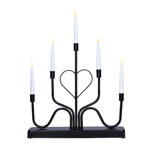 Solight LED kovový svícen, 5x LED, černý, 40cm