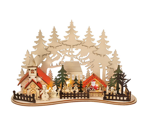 Solight LED vánoční městečko s kostelem, 30x19cm, 2x AAA Solight LED vánoční městečko s kostelem, 30x19cm, 2x AAA