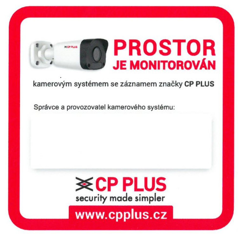 CP PLUS CP-PR-134 Samolepka CP PLUS CP-PR-134 Samolepka