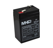 MHPower MS4.5-6 olověný akumulátor AGM 6V/4,5Ah, Faston F1 - 4,8mm